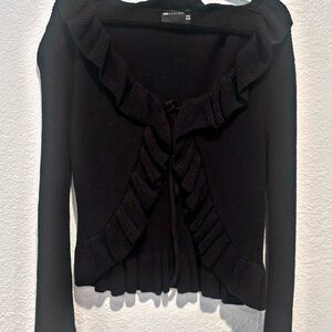 ASOS Black Ruffled Cardigan Sweater